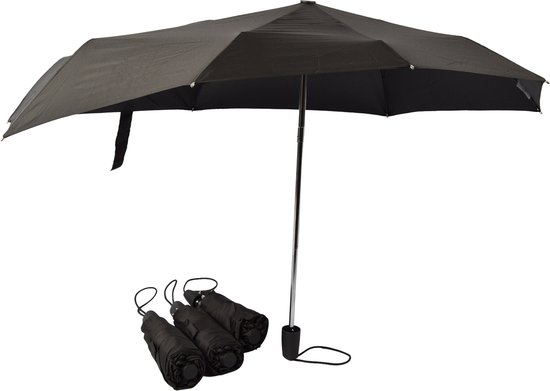 Discountershop - Premium Set Van 4 Zwarte Stormparaplu's - Stijlvolle en Sterke Bescherming Tegen Weer en Wind Tot 80km/u - Diameter: 97cm