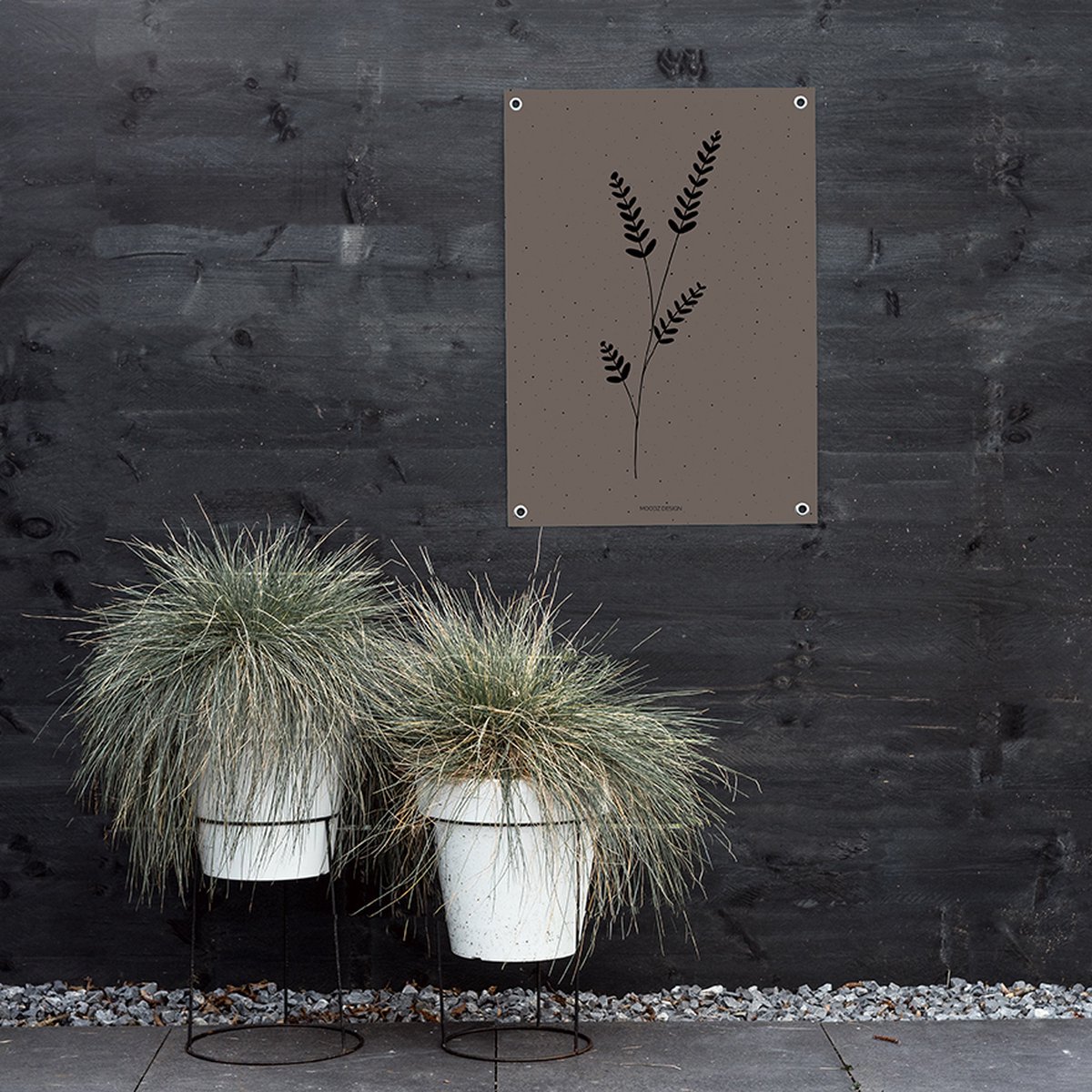 MOODZ design | Tuinposter | Buitenposter | Illustratie natuur 3 | 50 x 70 cm | Bruin