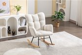 Mid Century moderne vlasstof getuft gestoffeerde schommelstoel - gevoerde zitting voor woonkamer slaapkamer, ivoor