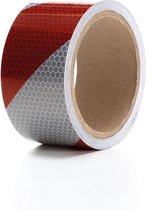 Perel Reflecterende tape 5 cm x 5 m, met honingraatpatroon voor extra zichtbaarheid, rood/wit