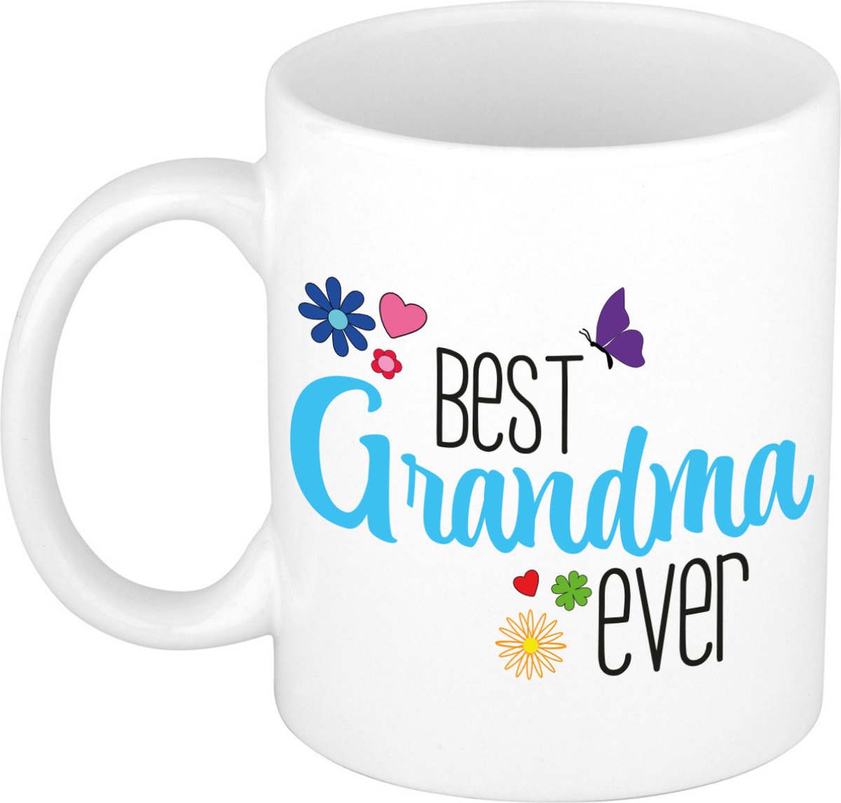 Bellatio Decorations Cadeau koffie/thee mok voor oma - blauw - beste oma - keramiek - 300 ml