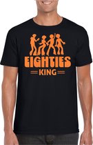 Bellatio Decorations Verkleed shirt voor heren - eighties king - zwart/oranje - jaren 80 - carnaval S