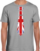 Bellatio Decorations Verkleed shirt voor heren - stropdas Engeland - grijs - supporter - themafeest XXL