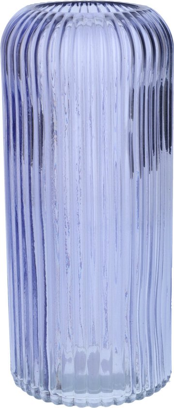 Vase à fleurs Bellatio Design - violet lavande - verre transparent - D10 x H25 cm - vase