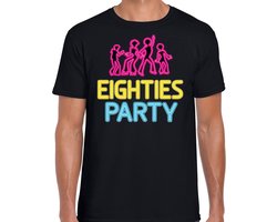Bellatio Decorations Verkleed shirt heren - eighties party - zwart - neon - jaren 80 - foute party XXL