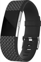 New Age Devi - Bandje geschikt voor Fitbit Charge 2 - Diamant silicone band - Zwart - Maat L