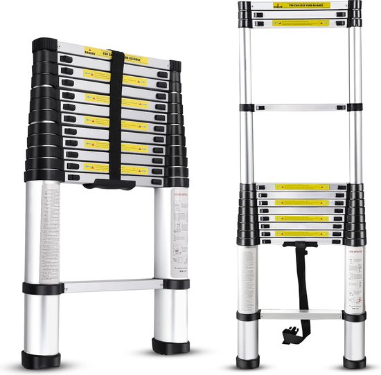 Telescopische Ladder - Telescopische Vouwladder - 3,8 m Werkhoogte - Aluminium