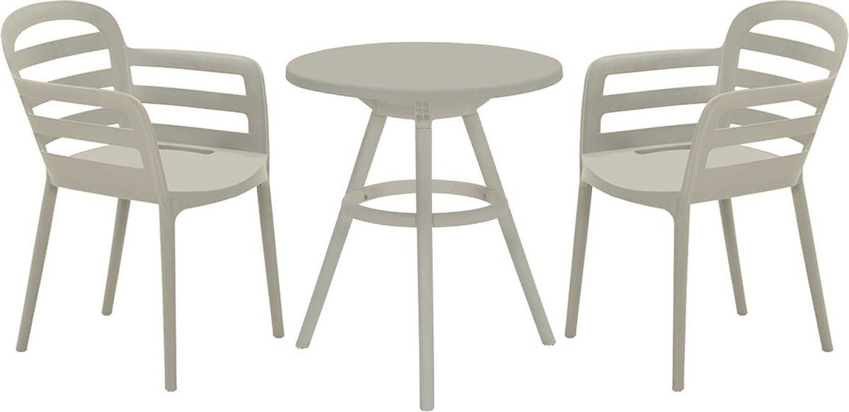 Garden Impressions Mira balkonset 3-delig - Faria tuintafel Ø60 cm - zand