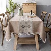 Elegant Printed Tablecloths with Chinese Style, Table Cloth Cover Linen Washable Dinner Table Cloth for Family Gathering Table Decoration(Bruin,Vierkant, 140 x 140 cm)