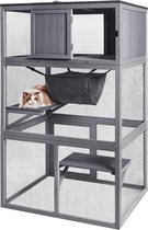 Bol.com Kattenbench met Etages en Ligbankjes - Kattenkooi - Kattenren - Kattenhuis - Grijs Hout - XXL aanbieding