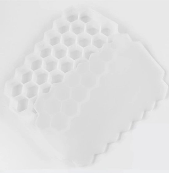 Go Go Gadget - IJsblokjes vorm - Honeycomb - Honingraat - Hexagon blokjes - Mal voor 37 ijsblokjes - Inclusief deksel - Zomer - Wit