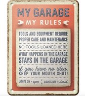 Metalen Bord 15 x 20 cm My Garage, My Rules