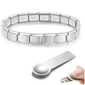 Quiges - 9mm - Lien - bracelet - Argent mat - Avec outil d'ouverture - Convient pour - Nomination - Charm - Link Charm - Breloques Italie
