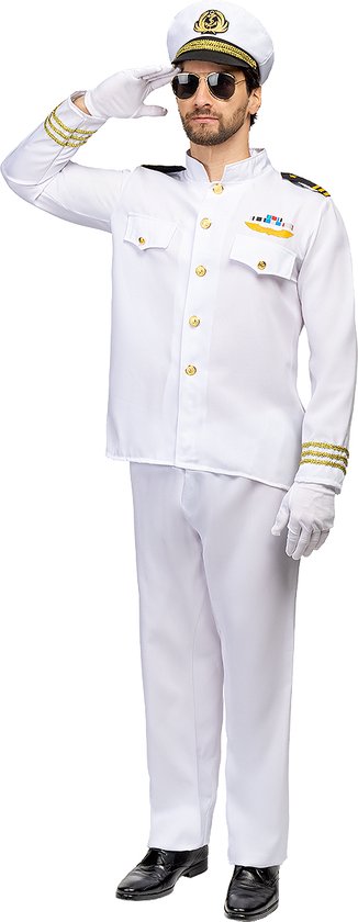 FUNIDELIA Kapitein Kostuum voor mannen - Maat: L - Wit