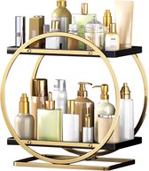 Organisateur de parfum, organisateur de soins de la peau, grande capacité, support de maquillage, présentoir de cosmétiques à 2 niveaux pour salle de bain, organisateur de comptoir, doré