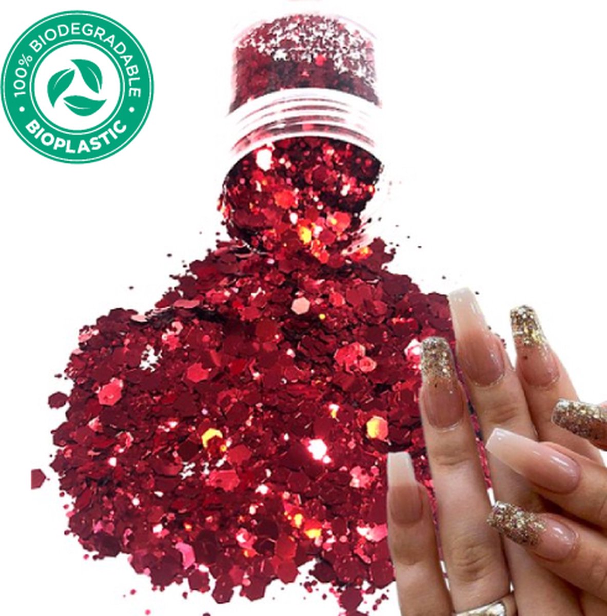 Goedkoopste Chunky Glitters (Rood) [Volume 8g - Festival Glitter Outfit Nagel Decoratie Versiering - Manicure Kunstnagels Nepnagels Acryl Nagels - Kinderen Volwassenen Dames Glitters]