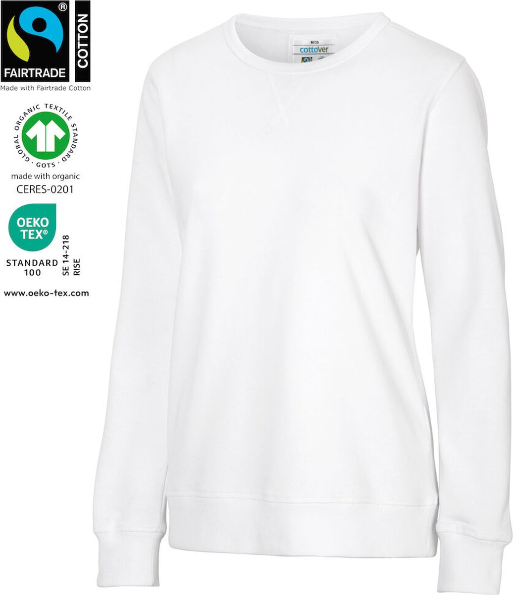 Cottover SWEATER CREW NECK LADY - GOTS GECERTIFICEERD 141004 - Wit - L
