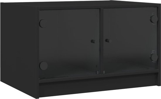 vidaXL - Salontafel - met - glazen - deuren - 68x50x42 - cm - zwart