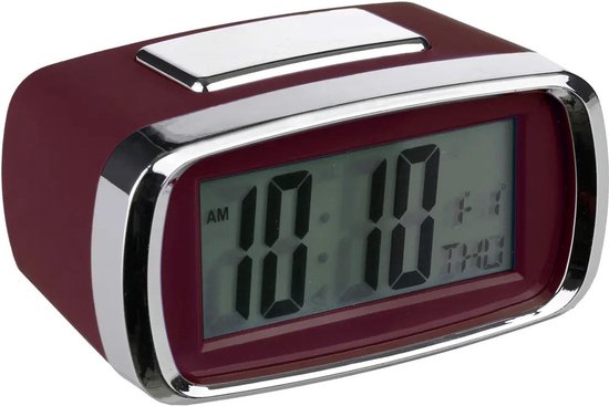 Atmosphera Horloge de table/réveil/réveil Snooze - violet/argent - plastique - 10 x 6 cm - Numérique/LED - alimentation par batterie