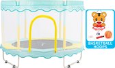 Trampoline FOXSPORT - avec filet de sécurité - 150 cm - orange - trampoline pour enfants - speelgoed ménagers - jusqu'à 100 kg - Blauw