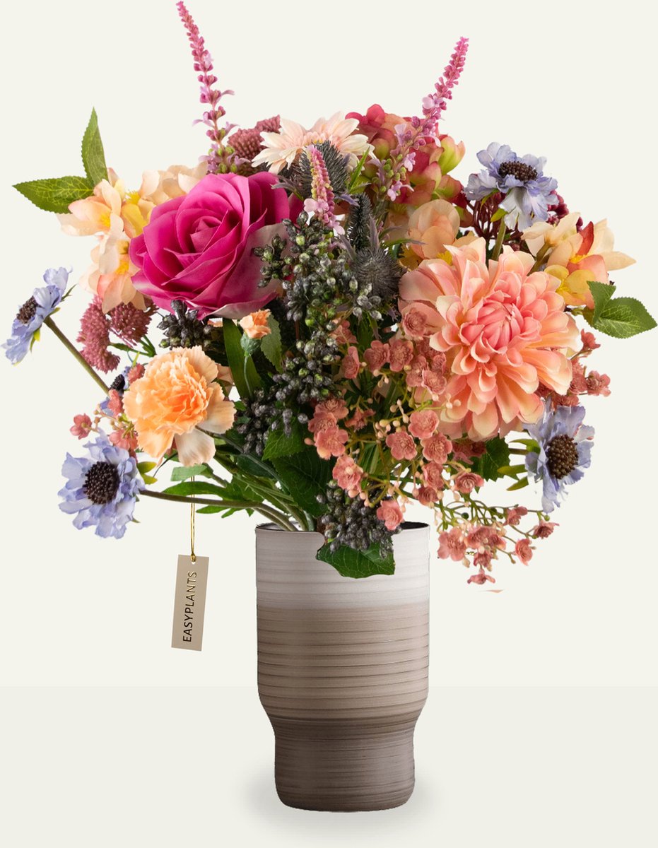 Kunstboeket - Easyplants - Zijde Pretty Pastel 45 Cm - Zijde Kunstbloemen - Kunstboeketten