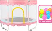 FOXSPORT Trampoline - Trampoline voor Kinderen - met net - indoor trampoline 150 cm- Speelgoed voor Jongens en Meisjes - Roze