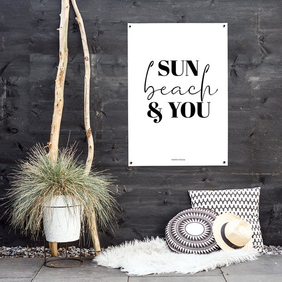 MOODZ design | Tuinposter | Buitenposter | Sun, Beach & You | 70 x 100 cm | Wit