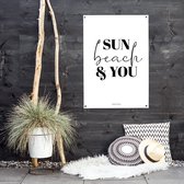 MOODZ design | Tuinposter | Buitenposter | Sun, Beach & You | 50 x 70 cm | Wit