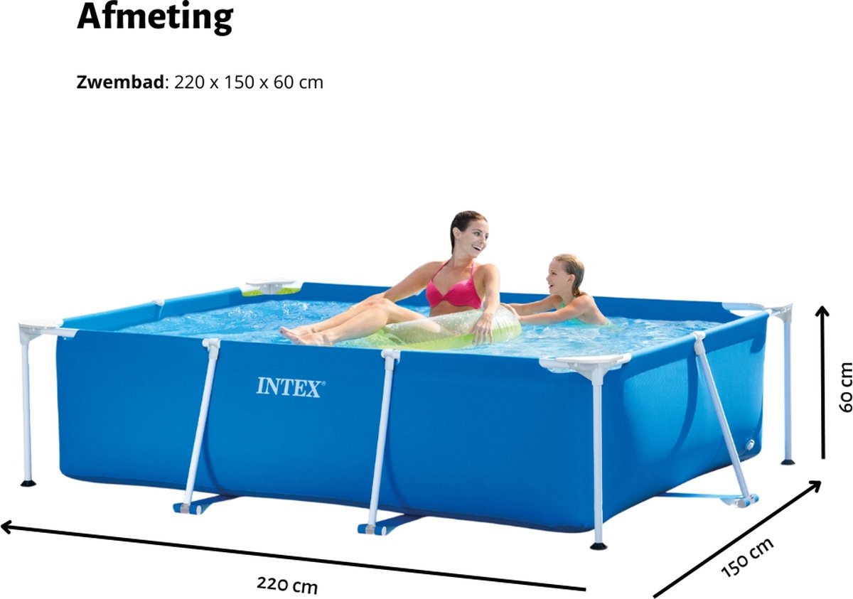 Intex Rechthoekig Frame Zwembad - 220 x 150 x 60 cm - Blauw - Inclusief Zwembadfilterpomp - Chloordrijver - Chloor – foto 8