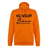 Hoodie oranje - Koningsdag sweater met capuchon - Wij willem baco - Maat L