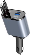 Trend Spot - Autolader - 4 in 1 autosnellader voor Iphone en Samsung - Auto oplader USB C - Snellader - Lightning kabel - Intrekbare kabels 800 cm - Sigarettenaansteker adapter