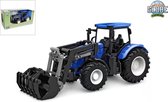 Kids Globe tractor freewheel met frontlader 27cm blauw