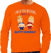 Bellatio Decorations Koningsdag sweater voor heren - Happy Kings day - oranje - oranje feestkleding XXL