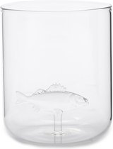 Riviera Maison Waterglas Transparant met glazen vis op bodem - Long Island Fish rond glas 10 cm hoog 300 ml
