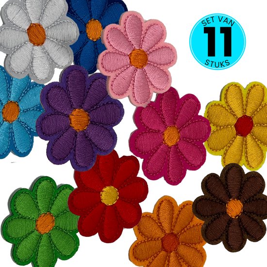 Somstyle 11x Strijk Embleem Zonnebloem - Patches voor Kleding - Stof & Strijk Applicatie - Bloem Multicolor