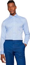 BOSS Hank slim fit overhemd - structuur - blauw - Strijkvriendelijk - Boordmaat: 44