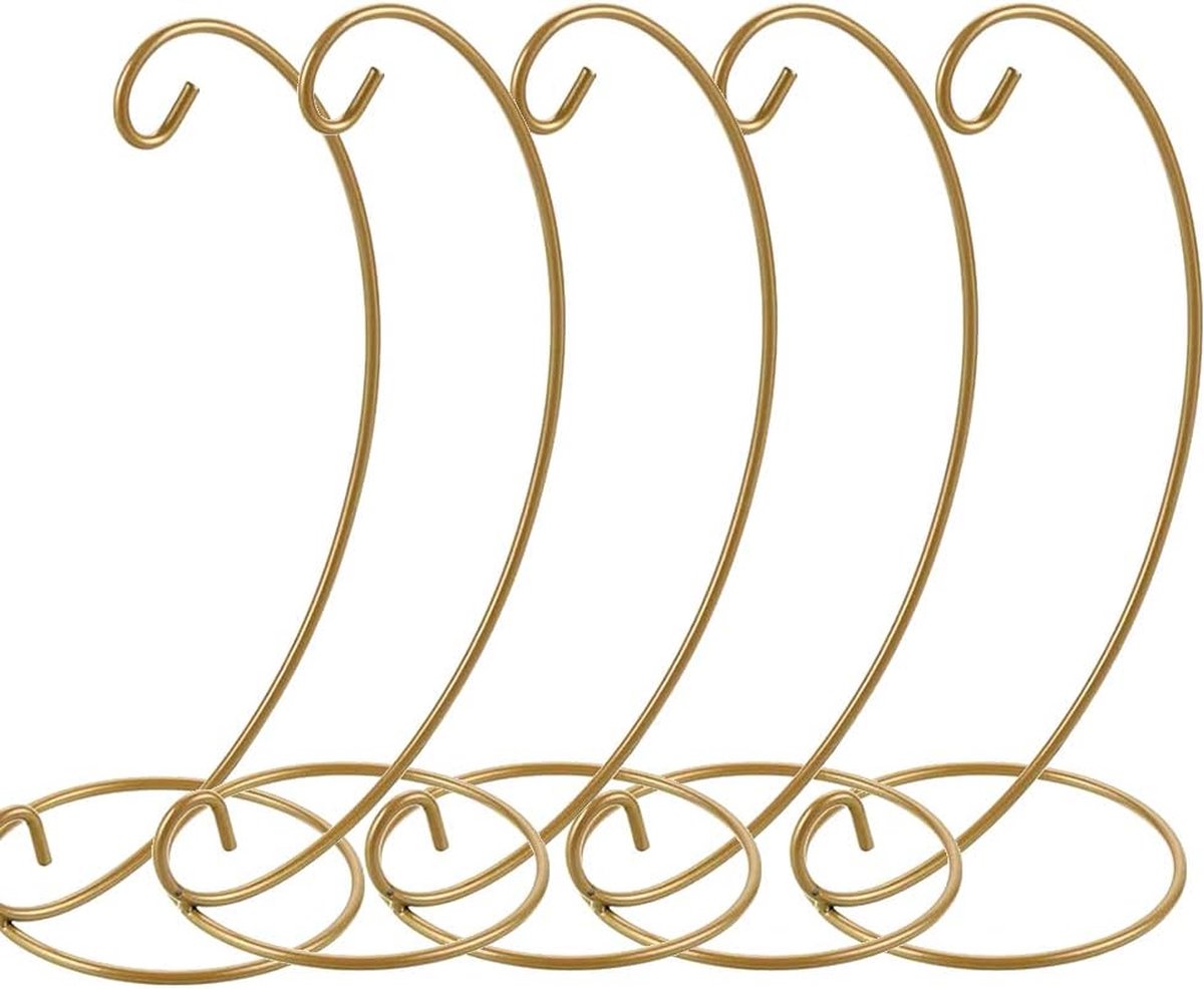 ornament-standaard, 5 stuks spiraal ornament display-staander rekhouder voor hangende glazen bol Air Plant Terrarium hekse bal kerstbal en Home Wedding Decoration (goud)