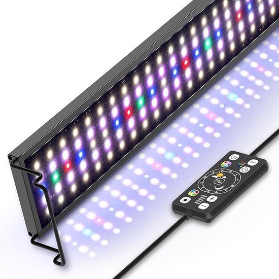 Foto: 32w aquarium led verlichting volledig spectrum 24 7 dag nacht cyclus automatische timer verstelbare helderheid 7 kleuropties zoetwater aquarium 76 91 cm