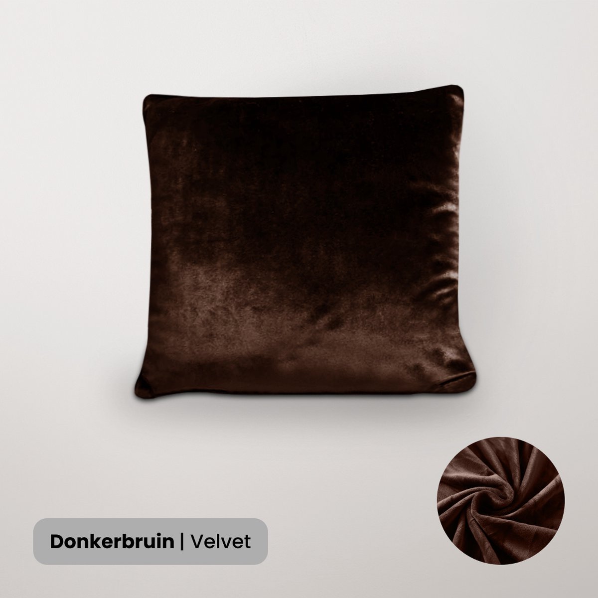 BankhoesDiscounter Velvet Kussenhoes – 45x45cm – Donkerbruin – Kussensloop – Kussenovertrek – Kussenhoes 45x45