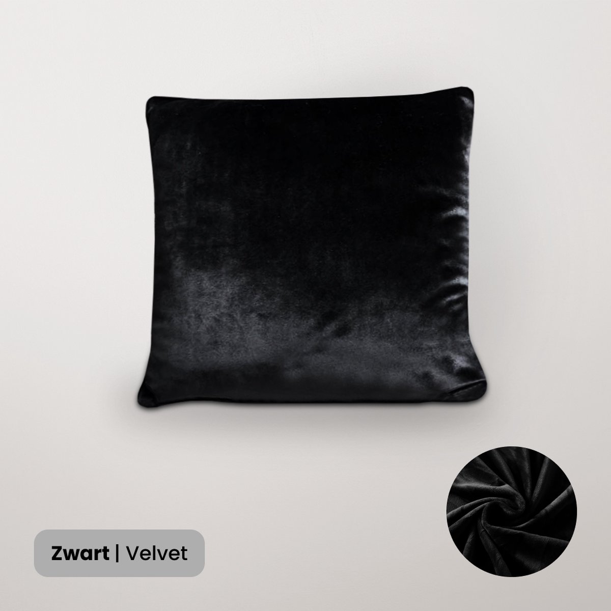 BankhoesDiscounter Velvet Kussenhoes – 45x45cm – Zwart – Kussensloop – Kussenovertrek – Kussenhoes 45x45