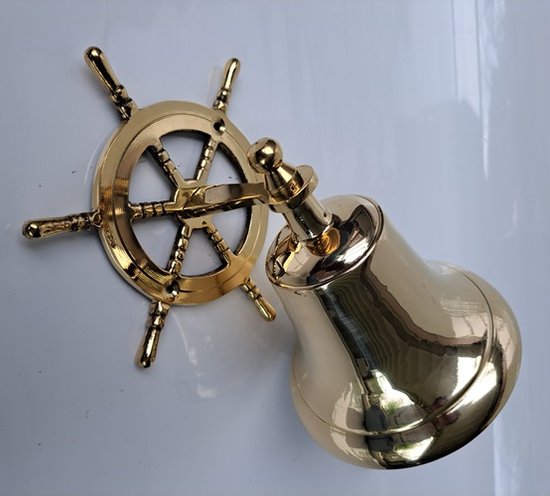 Messing scheepsbel met stuurwiel café bel 32P3450 uniek model - deurbel - voordeur bel — afbeelding 4
