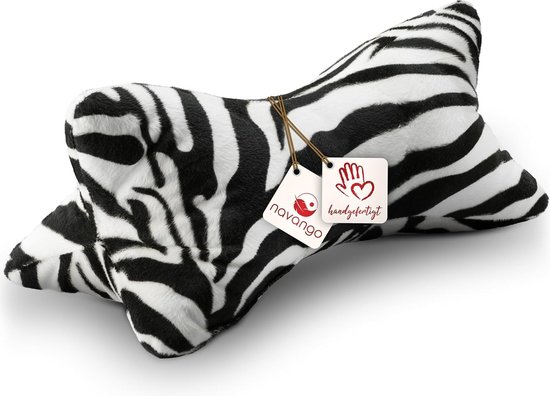 Leesbot met dierenmotief in zebra-look, boekensteun met knuffelzachte kaft, ca. 40 x 18 cm, nekkussen wasbaar op 30 °C, universeel boekenkussen, tabletsteun
