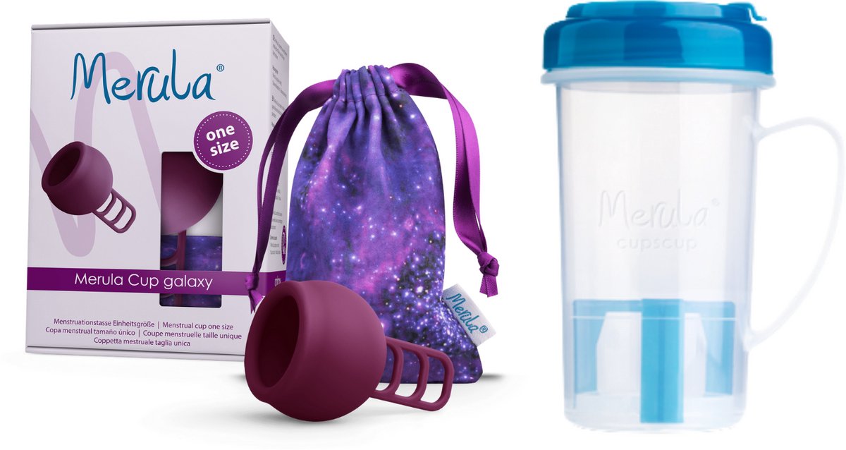 Merula Menstruatiecup + Cupscup - Galaxy Paars - Duurzaam Alternatief - Eenvoudige Reiniging - Veilig en Comfortabel