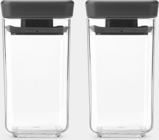 Brabantia Tasty+ Bidons alimentaires - Empilables - 2 x 0 l - Gris foncé