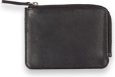 Zwarte Heren Portemonnee van Echt Leer - RFID-bescherming - Compact Design 12,5cm x 9,5cm x 1cm - Pasjes Houder - Ritsvak - Mannen Cadeau