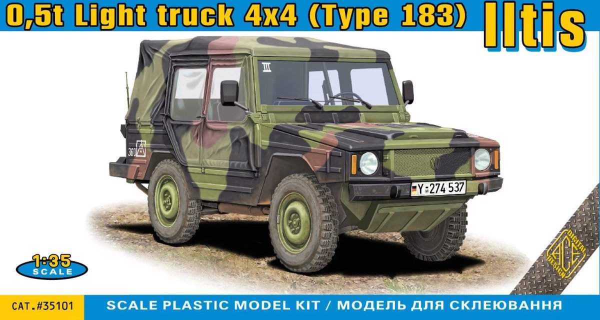 ACE Modelbouwpakket Auto - 35101 Volkswagen Iltis 0,5t Light truck 4x4 - Type 183 Plastic - 1:35 - Modelbouw