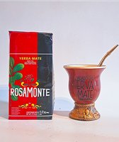 Yerba Mate Starterspakket | Houten mate Argentina | Bombilla | Rosamonte 500g
