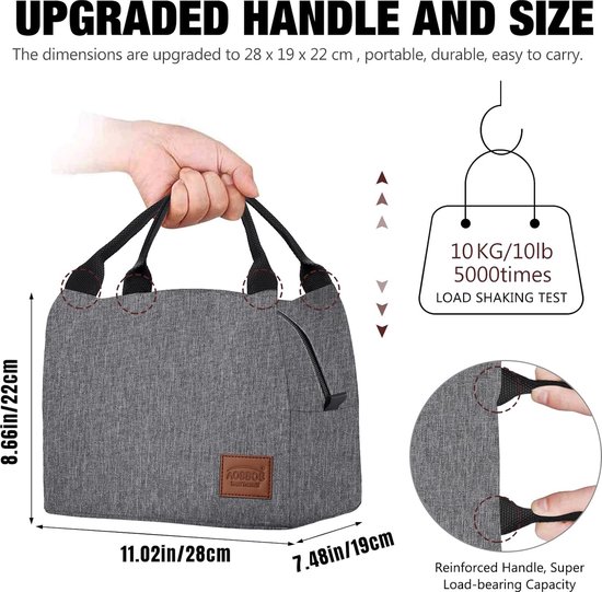 Mini-koeltas, kleine lunchtas, geïsoleerde tas voor onderweg, thermotas, fiets, ontbijttas, opvouwbaar, waterdicht, ritssluiting, 8,5 l, grijs van MINI — afbeelding 5