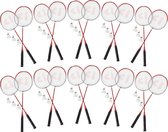 Voordelpak: Set van 10 Badmintonset - Rood - Aluminium en Biologisch Plastic - Draagtassen Inbegrepen - Sportartikelen voor Evenementen en Clubs
