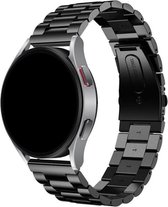 Luxe RVS metalen schakelband - 20mm - Zwart - Smartwatchband voor Samsung Galaxy Watch 42mm / Active / Active2 40 & 44mm / Galaxy Watch 3 41mm / Galaxy Watch 4 - Classic / Galaxy Watch 5 - Pro / Galaxy Watch 6 - Classic / Gear Sport